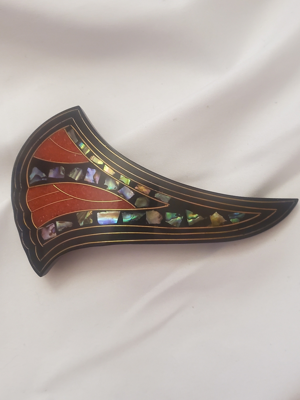 Vintage Mexican Hair Barrette with Abalone & Enamel Inlay